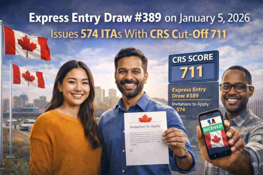 Express Entry Draw #389 on January 5, 2026 Issues 574 ITAs With CRS Cut-Off 711- ImmigCanada Express Entry Draw #389