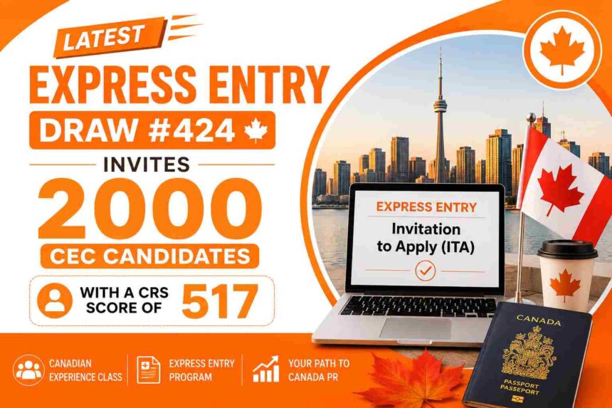 Latest Express Entry Draw #424 Invites 2000 CEC Candidates with a CRS Score of 517- ImmigCanada Express Entry Draw #424